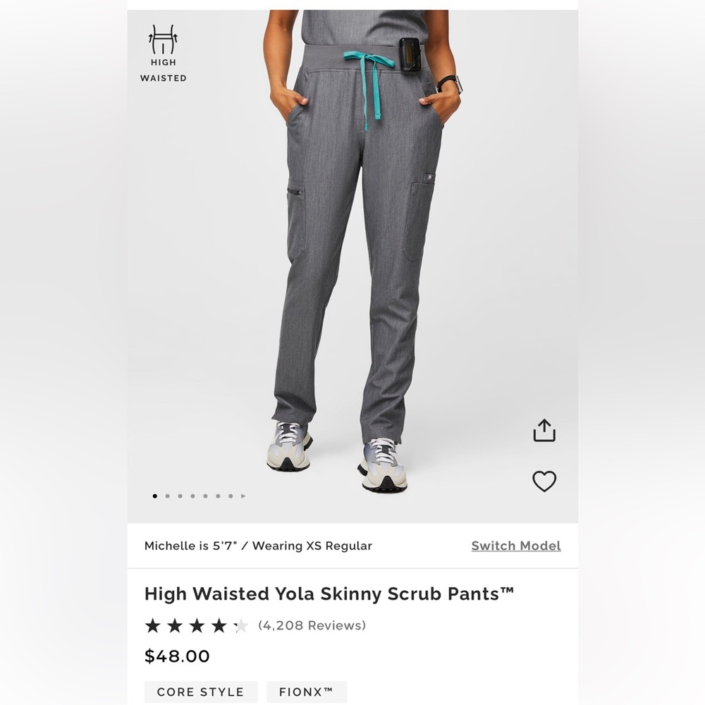 Figs High Waisted Graphite Yola Skinny Scrub Pants